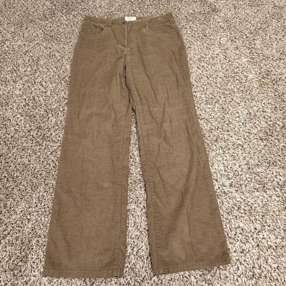 Talbots Petites Tan Brown Corduroy Straight Leg Stretch Pants Size 8P Mid Rise